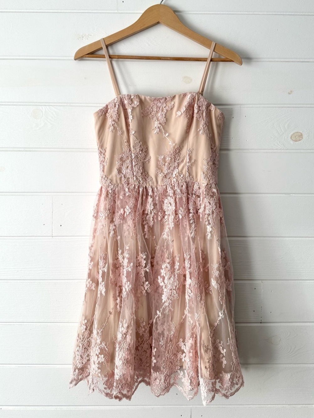 Vera Wang Blush Pink Floral Lace Tulle Strapless Mini Dress detachable straps 4